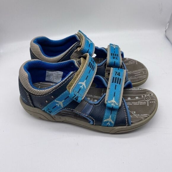 Clarks Kid’s Jet Themed Velcro Leather Light Up Sandals - Picture 1 of 13